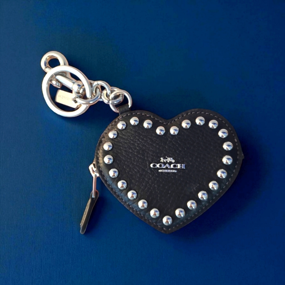 *SOLD*  NWT Coach CM311 Heart Pouch with Rivets Bag Charm